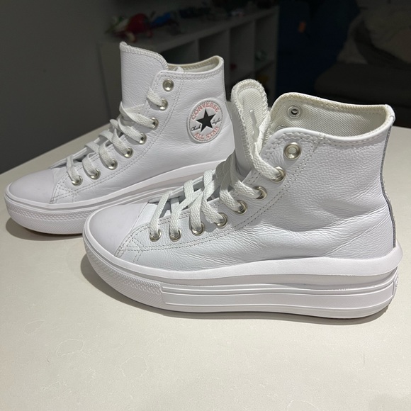 Converse Chuck Taylor All Star Move High Top Leather Shoes White - Picture 2 of 11